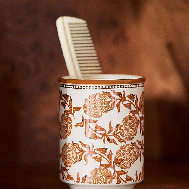 Hotel Ceramic Floral Bath Tumbler