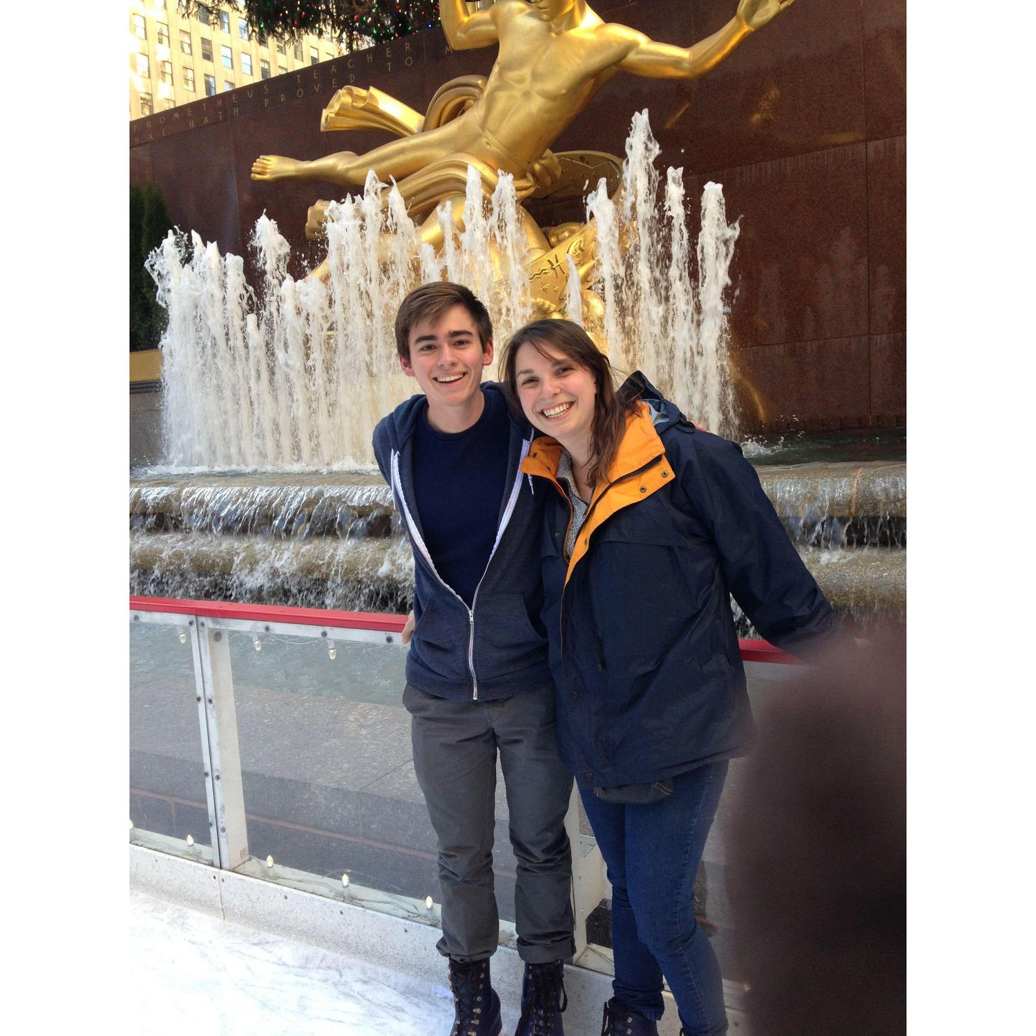 Our first date...followed by a romantic kiss at the Times Square Sbarro's