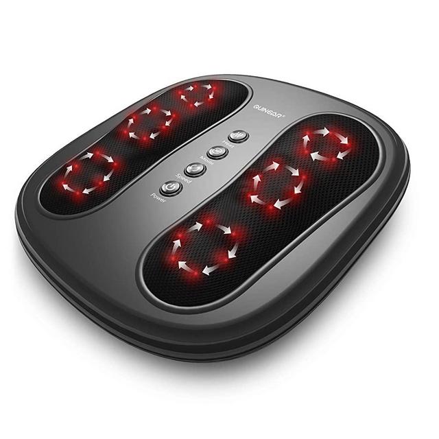 QUINEAR Foot and Back Massager with Infrared Heat, Shiatsu Kneading Feet Massage Machine Relieve Plantar Fasciitis Pain, Improve Circulation - 2 Speed & 2 Modes Fit All Size Feet