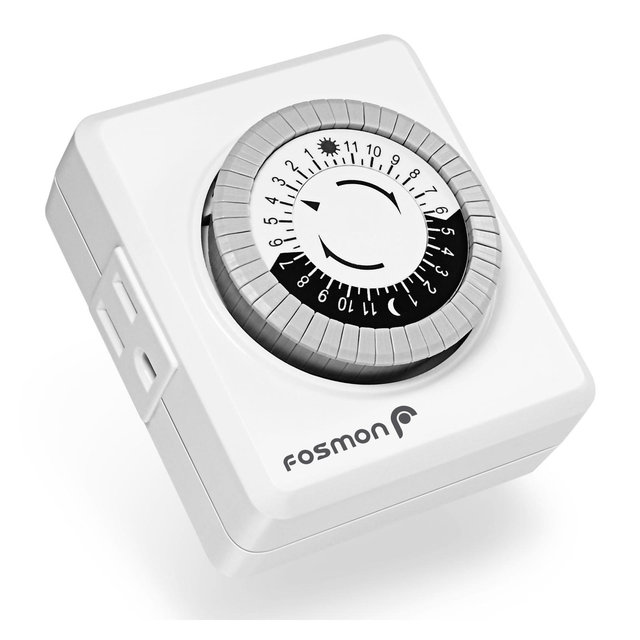 Fosmon Outlet Timer, [ELT Listed] 24-Hour Light Timer for Outlet Lamp Indoor, Electric Timer, Mechanical Programmable Timer Outlet with Two Outlets