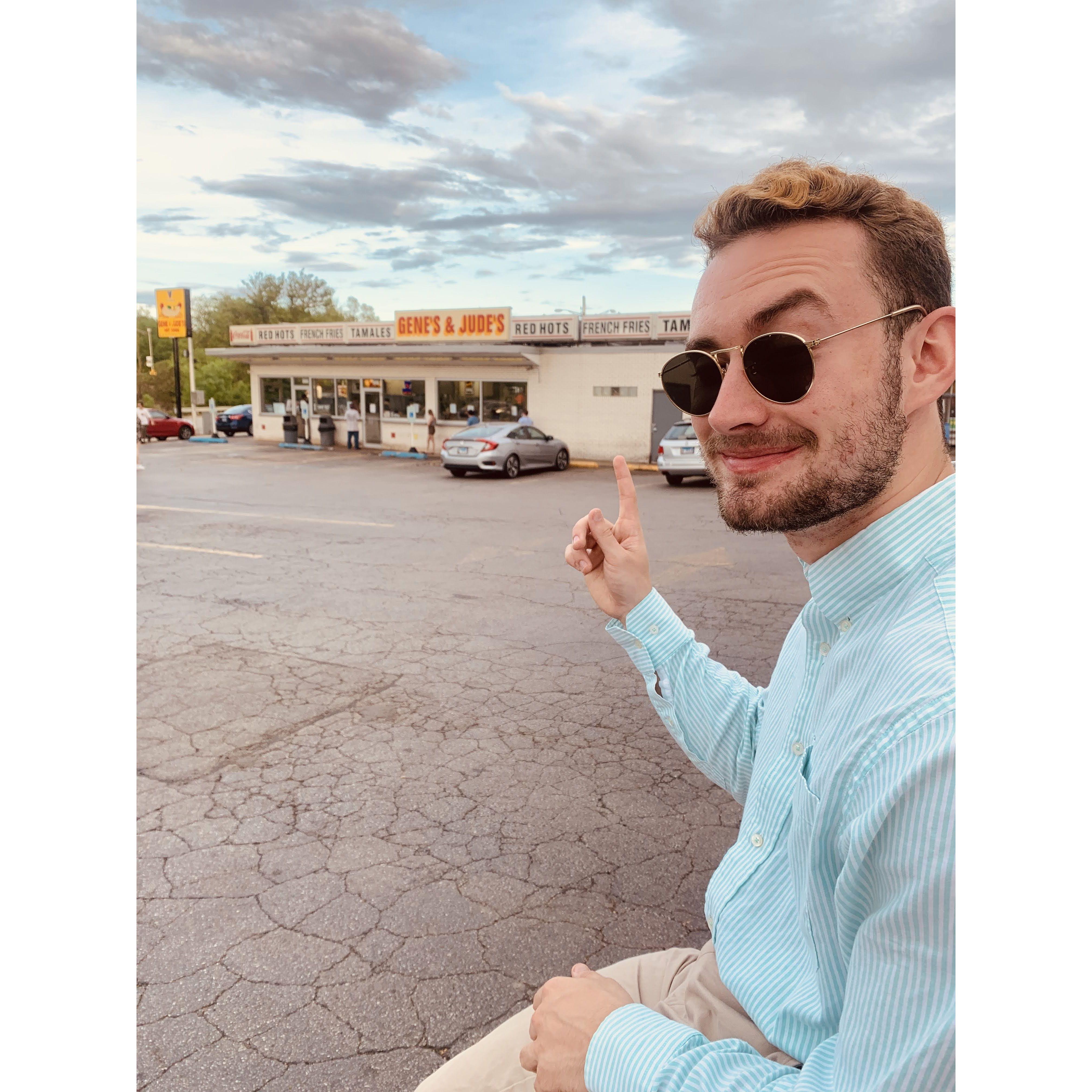 Our first date when Nathan came to Chicago for the first time. We went to a Chicago staple: Gene and Judes Hotdogs