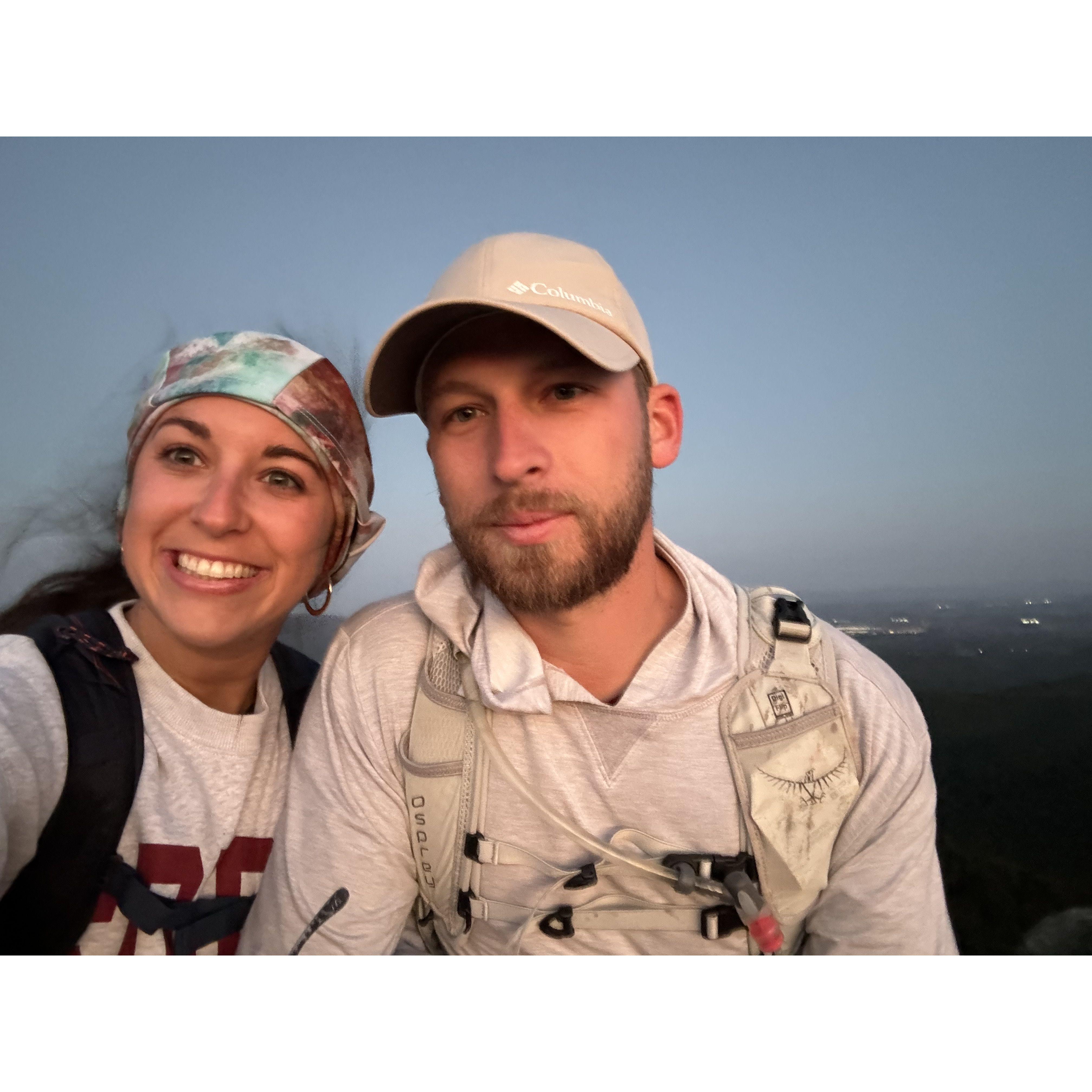 Sunrise hike near Wintergreen. Jesse found the hike and helped get us up to the top to enjoy the sunrise. This hike was the photo for our Save the Dates!