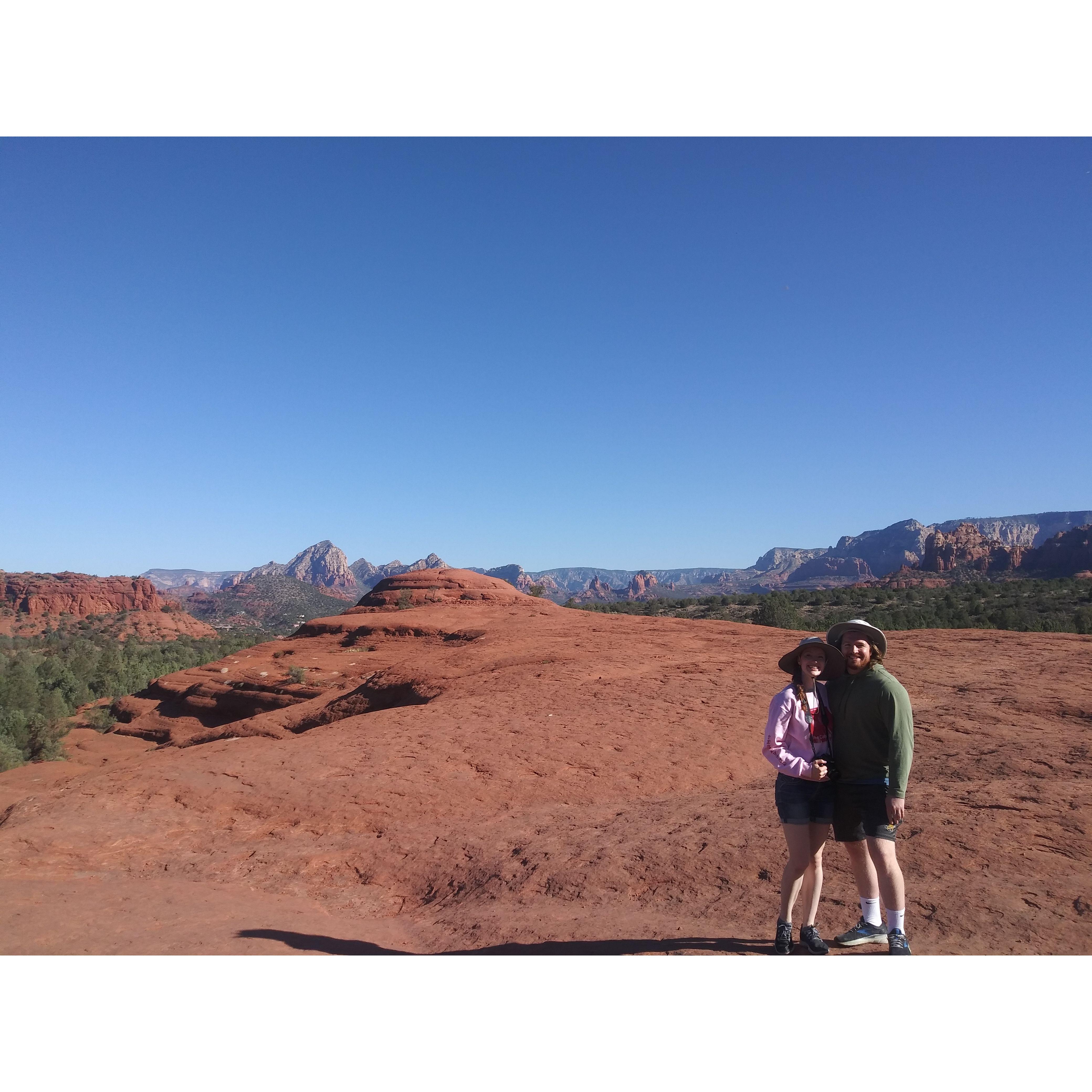 Amy & William hike in Sedona, Arizona.