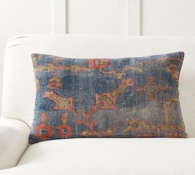 Dara Velvet Lumbar Pillow Cover, 16 x 26", Blue Multi