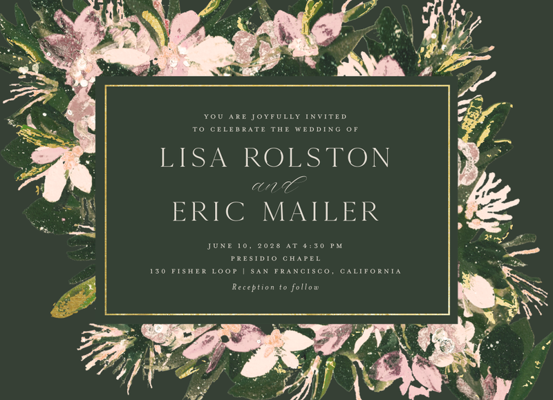Bloomsbury Landscape Foil | Deep Forest | Zola Wedding Invitations