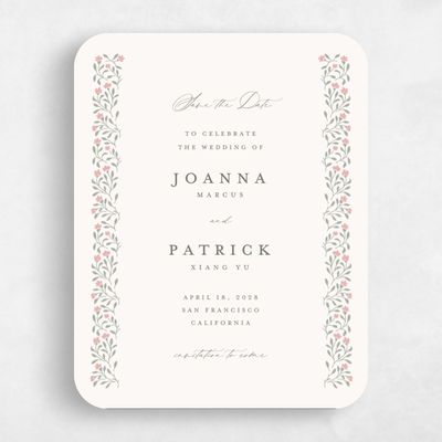Beige Rounded Wedding Save the Date - Sabine Portrait