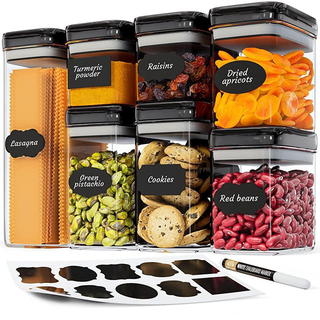 Airtight Food Storage Containers Set for Home Organization - 7 Piece Largest Flip Lock Airtight Set w/ more Capacity - BPA Free Plastic Dry Food Storage Containers with Lids