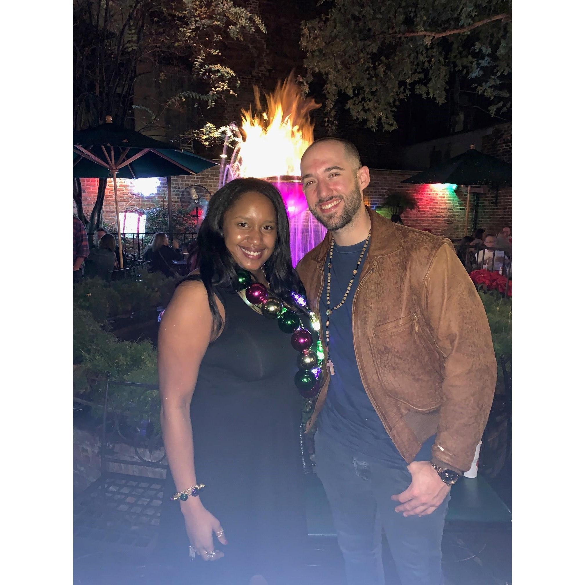 At the infamous Pat O'Brien's Courtyard Restaurant in NOLA! They've got a hurricane that's so big that you have to drink it with a group & everyone has to sign a waiver!