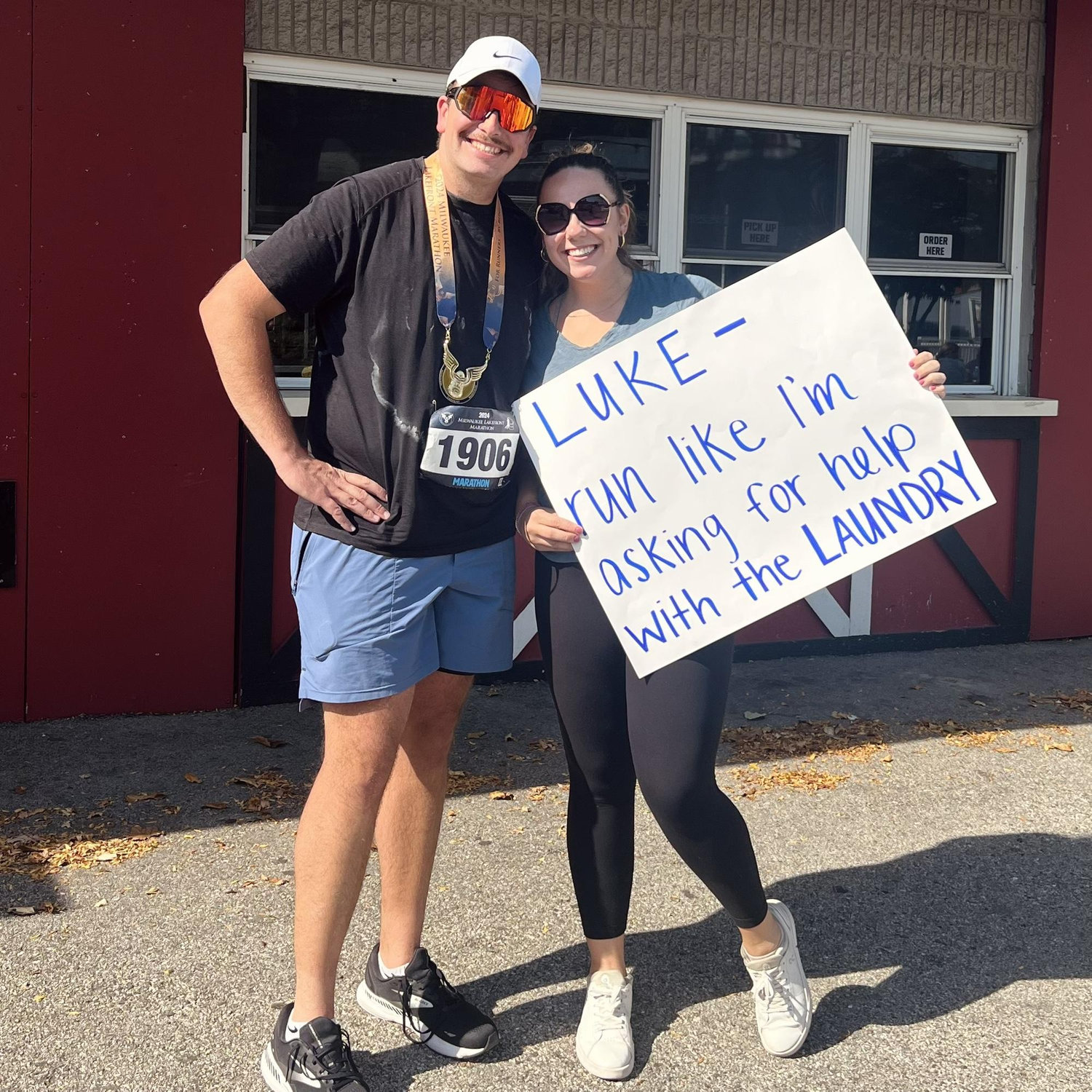 Luke's first marathon! Milwaukee Lakefront, October 2024