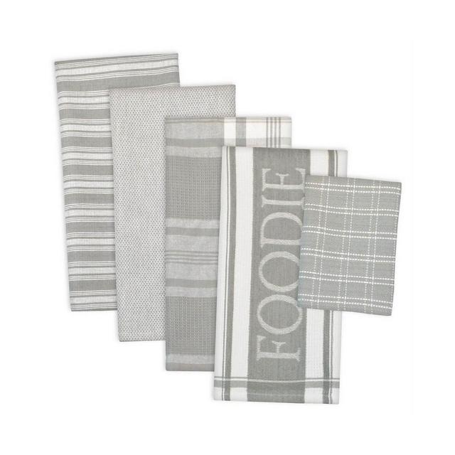 Design Imports Assorted Light Foodie Dishtowel and Dishcloth, Set of 5