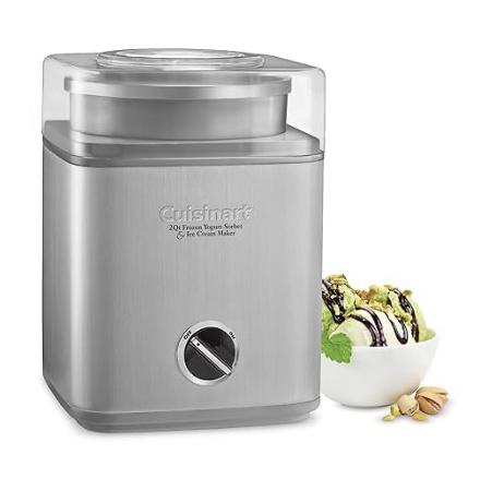 Cuisinart Ice Cream Maker Machine, 2-Quart Ice Cream, Sorbet and Frozen Yogurt Machine, Fully Automatic Double-Insulated Freezer Bowl Makes Frozen Desserts in Under 30 Minutes, ICE30BCP1, Silver