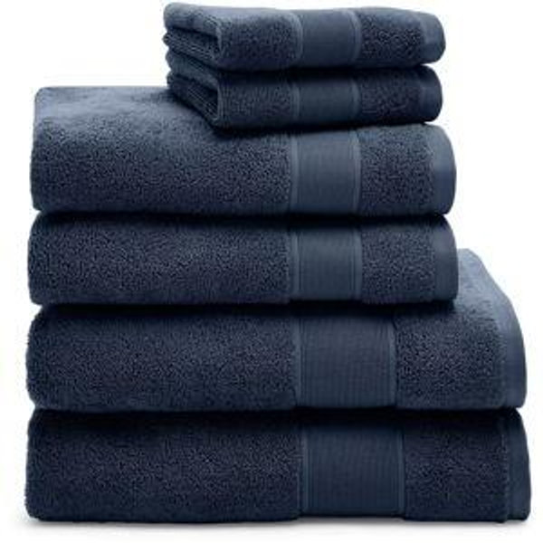Lauren Ralph Lauren Sanders Solid Antimicrobial Cotton Bath Towel Set- Club Navy