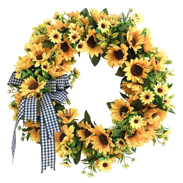 Decorazy Sunflower Wreath for Front Door 20 inch