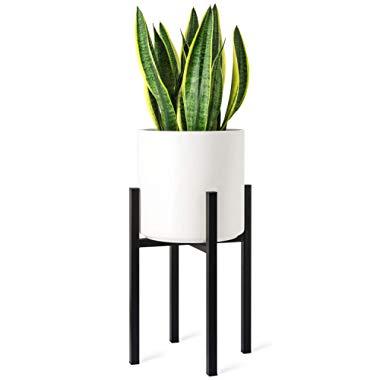Mkono Plant Stand Mid Century Modern Tall Flower Pot Stands Indoor Outdoor Metal Potted Plant Holder, Plants Display Rack Fits Up to 10 Inch Planter(Planter Not Included)