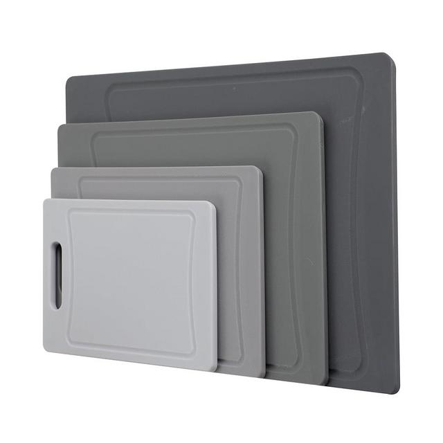 COOK WITH COLOR Non-Slip Cutting Board Set – Kitchen Essentials with Easy Grip Handle for Meat, Veggies, and Fruits, 4 Cutting Boards, Gray-New