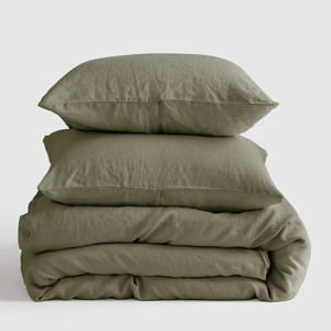 European Linen Duvet Cover Set - Full/Queen (willoleaf)
