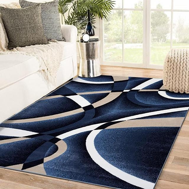 Persian Area Rugs 2305 Modern Abstract Area Rug Carpet, Navy / 8 x 10,2305 Navy 8x11