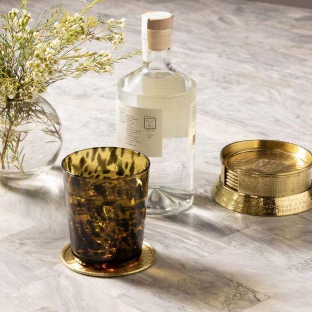 Tortoise Shell Hand Blown Glass Tumbler, Set of 6