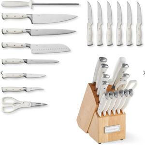 Cuisinart Triple Rivet Cutlery Block, Set of 15 - White