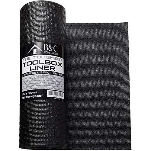 Professional Tool Box Liner and Drawer Liner - Black Non-Slip Shelf Liner Is Perfect for Protecting Your Tools - These Thick Cabinet Liners Are Easily Adjustable to Fit Any Space (16'' x 16 ft)