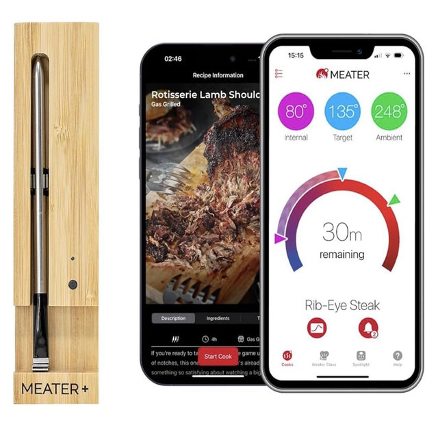 MEATER Plus: Smart Bluetooth Wireless Meat Thermometer Digital | BBQ, Grill, Oven, Smoker, Air Fryer, Kitchen | Perfect for Steak, Chicken, Turkey, and More | Delicous Recipes in App