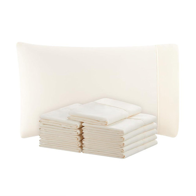 Arkwright Bulk Microfiber King Pillow Cases - Pack of 12 - Soft Hypoallergenic Pillowcases and Bedding Essentials for Hosts and Hotels, King, Ivory