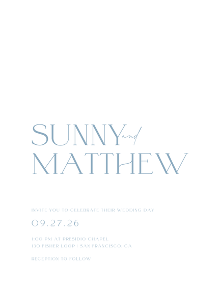 Blonshine Portrait | Dusty Blue | Zola Wedding Invitations
