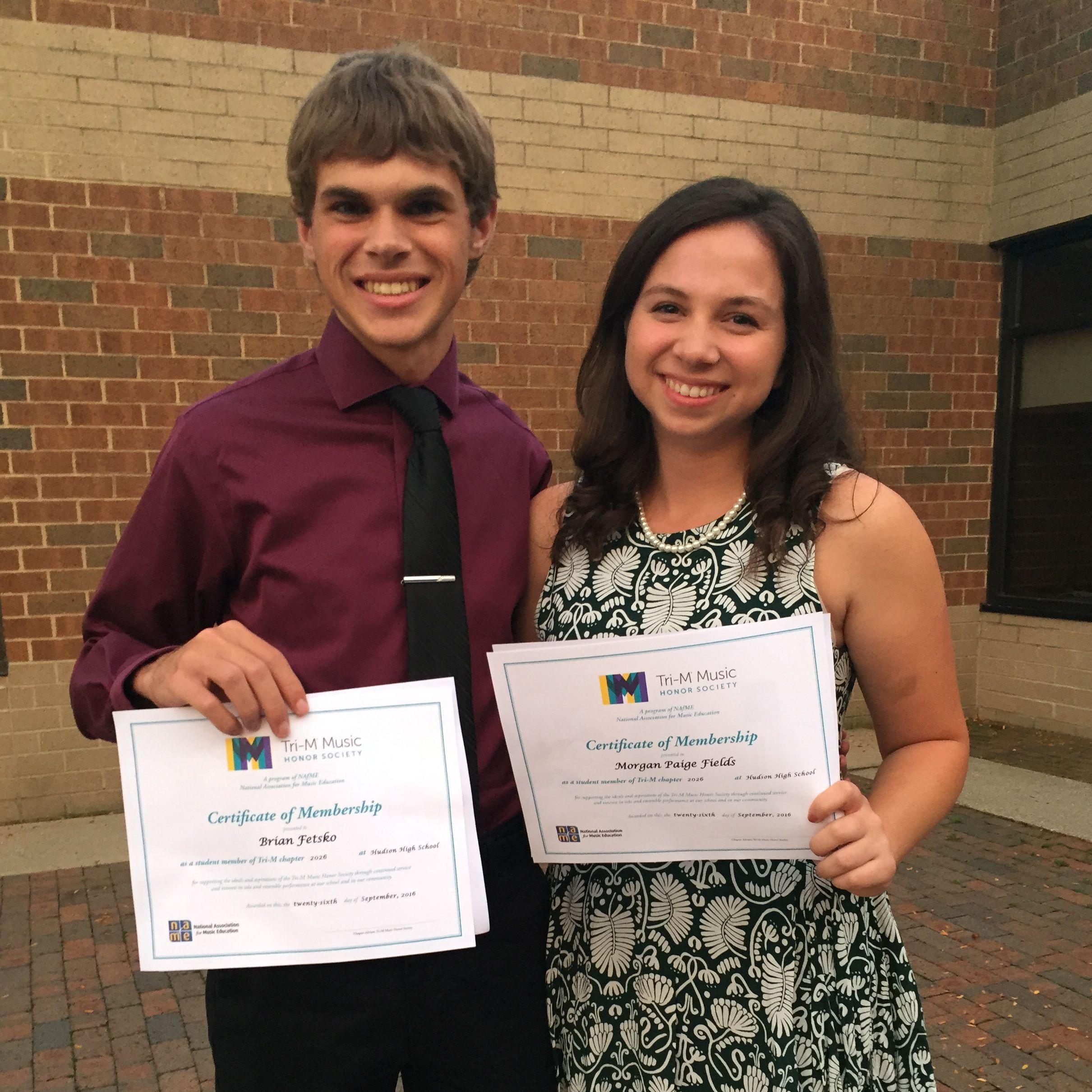 "I'll apply for Tri-M Music Honors Society if you do." 
Morgan doesn't remember anything about the ceremony, but she knows she and Brian went on a date to Dairy Queen after this photo was taken.