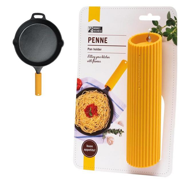 Monkey Business Silicone Kitchen Tool | Penne-shaped kitchen utensil for hot handles when cooking and serving | Non-Slip Penne-shaped Silicone Sleeve Ideal for cast metal griddles, and skillets.