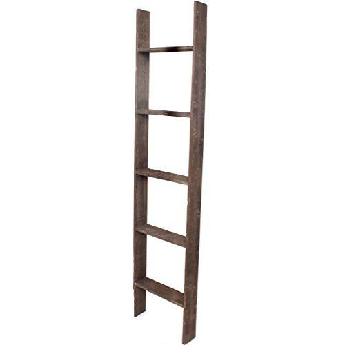 BarnwoodUSA Rustic 5 Foot Decorative Wooden Display Ladder - 100% Reclaimed Wood, Brown
