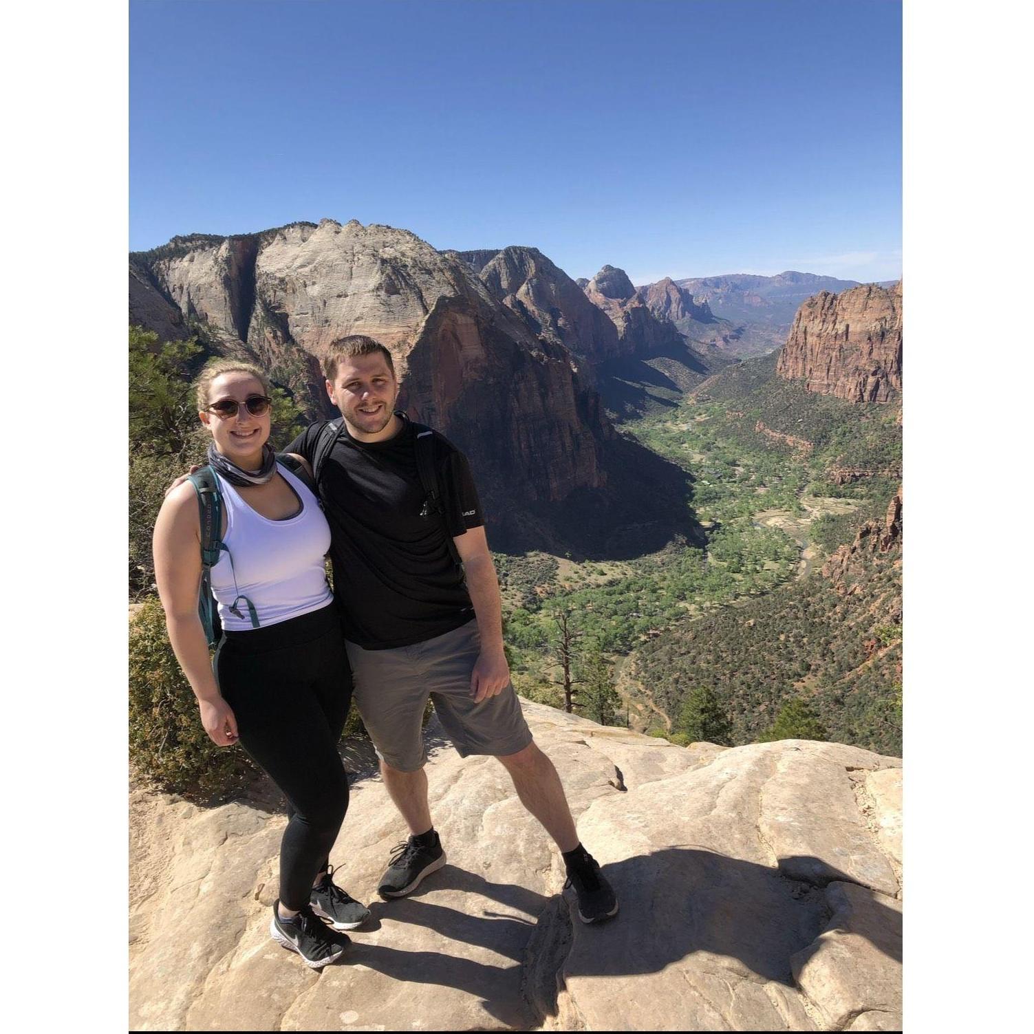 On the top of Angels landing in Zion National Park