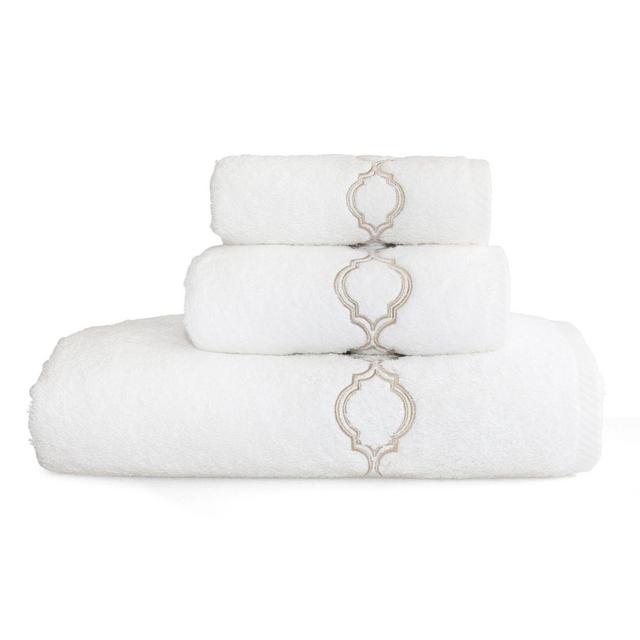 Linum Home Textiles Soft Twist Trellis Bath Towels in White/Beige (Set of 3)