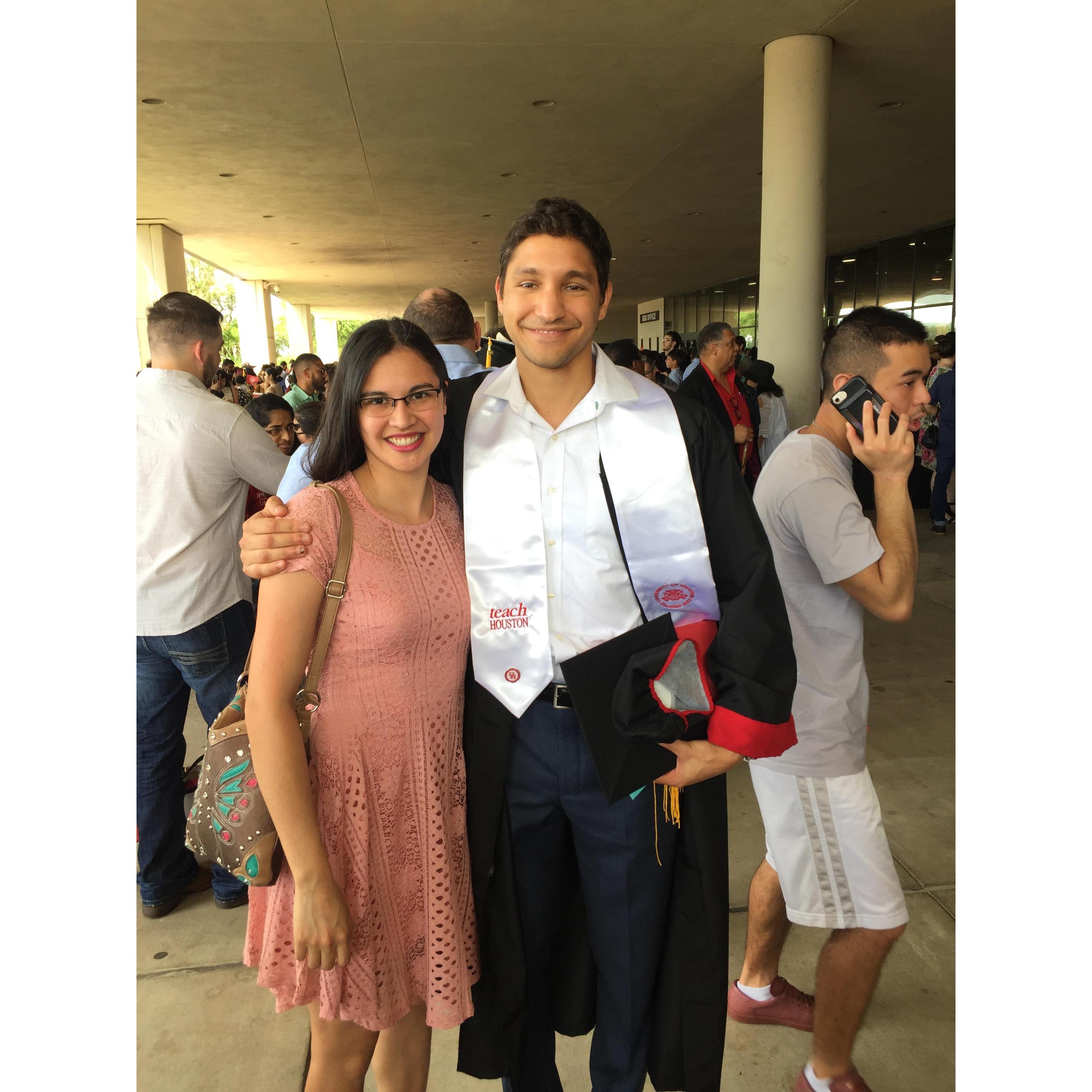 Congrats, Grad! Crystal supported Jorge at his graduation after a long and bumpy, academic ride!
