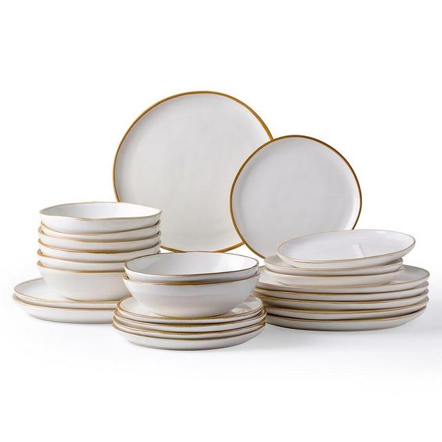 AmorArc Ceramic Dinnerware Sets,Handmade Reactive Glaze Plates and Bowls Sets,Highly Chip and Crack Resistant | Dishwasher & Microwave Safe Dishes Set,Service for 8 (24pc)