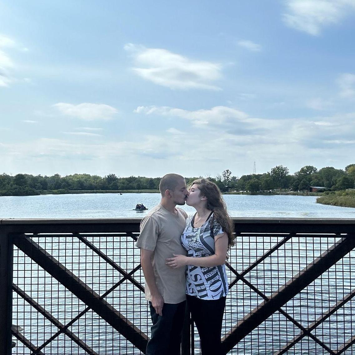 September 10, 2023: Right after Joshua proposed at Independence Grove in Libertyville, Illinois.