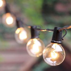 50Ft G40 Globe String Lights with 50 Clear Bulbs for Indoor/Outdoor Commercial Decor, Outdoor String Lights Perfect for Patio Backyard Porch Garden Pergola Market Cafe Bbq Umbrella Tents Decks, Black