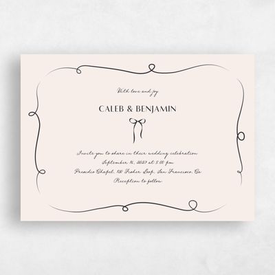 Linen, Beige Wedding Invitation - Kasey Landscape