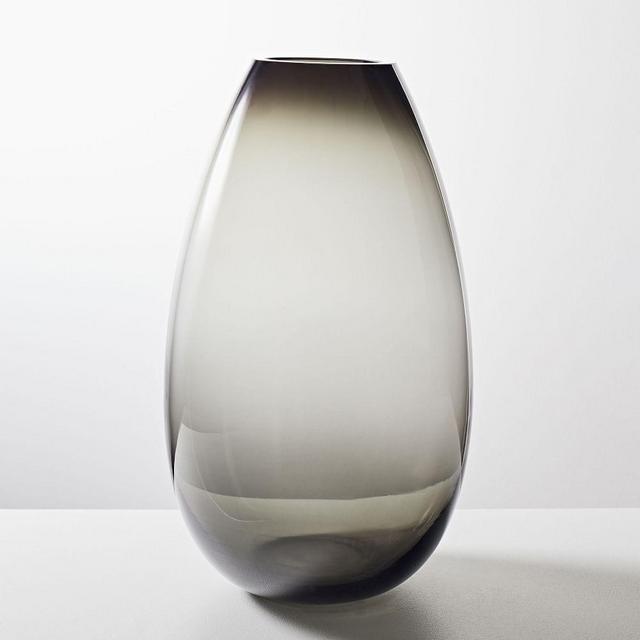 Foundations Vase, Smoke Gray, 16"h Glass Vase