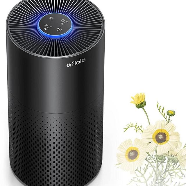 Air Purifier for Home Smokers 99.99% Effective,520 ft²，22db |True H13 HEPA Filter Air Cleaner Removing Allergies, Odor Dust and Pollen for Bedroom And Office, With 7 Color Night Light (Black)