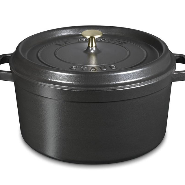 Staub Cast-Iron Round Cocotte, 7-Qt., Black