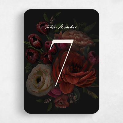 Black Rounded Wedding Table Number - Malina