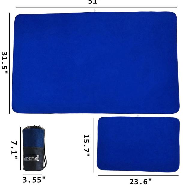 2Pack Microfiber Travel Sports Towel by Alamoha.Compact Absorbent Lightweight Fast Drying Swimming Towel Sets( L) with Antibacterial Hand Face Towel.Suitable for Backpacking,Camping,Beach,Gym,Bath