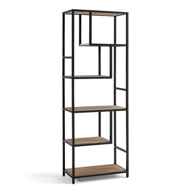 Linsy Home 6-Tier Bookshelf, Open Back Shelf with Wood Look and Metal Frame, 66Inch in Height, Industrial StyleLS209P1-A