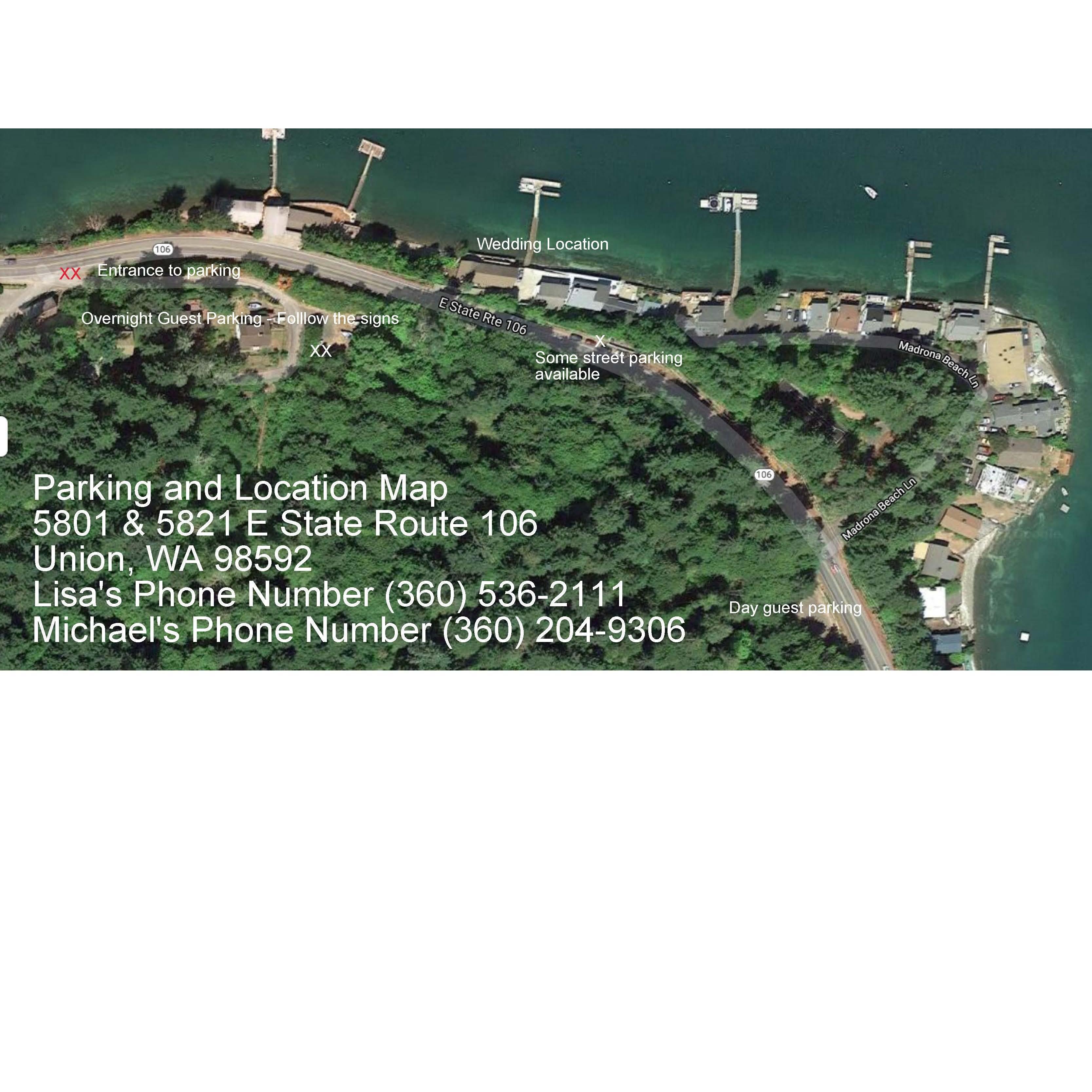 Wedding location and parking map