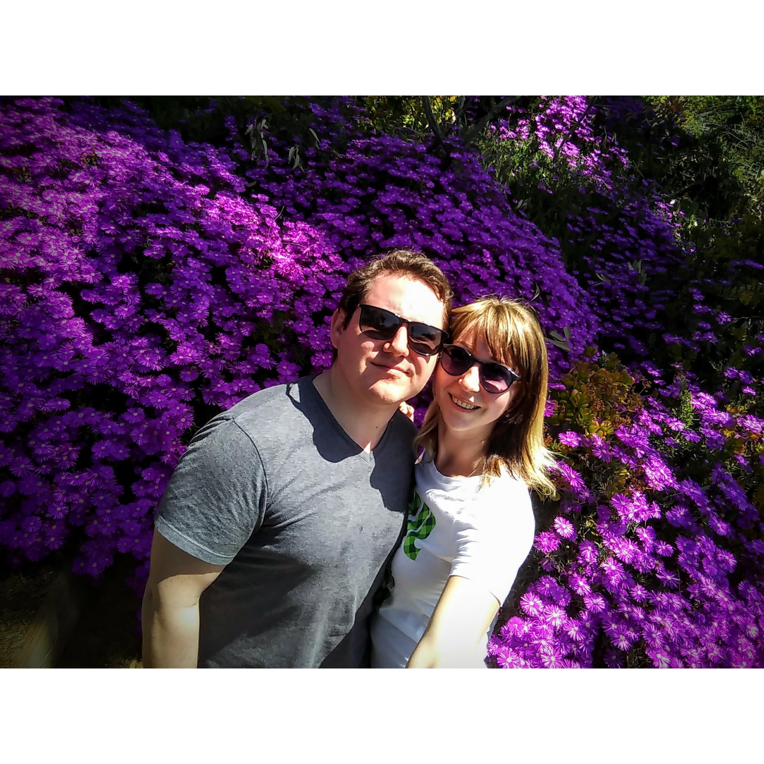 2017 Our first picture together. We went on a hike and Olena had a selfie-stick for the first and last time.  Justin hates them!!!