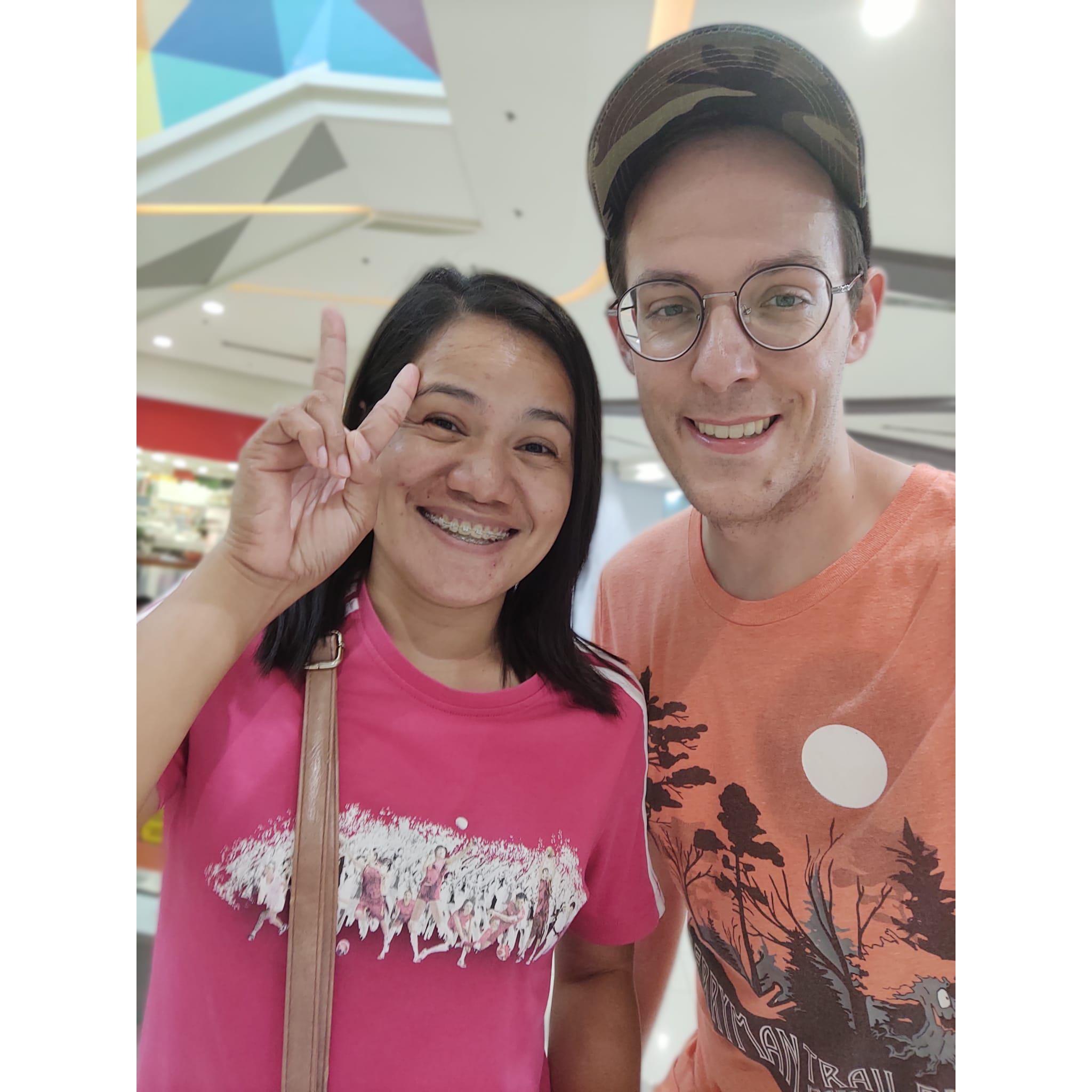 Here we are goofing around the mall in Tacloban while waiting for our flight back to Manila.