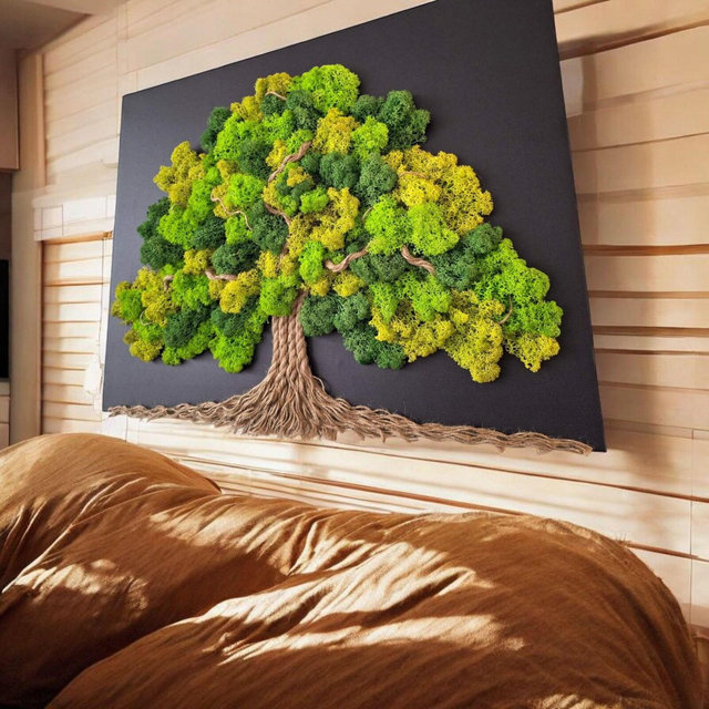 Tree of Life Moss Wall Art: Large Stabilized Reindeer Moss Decor