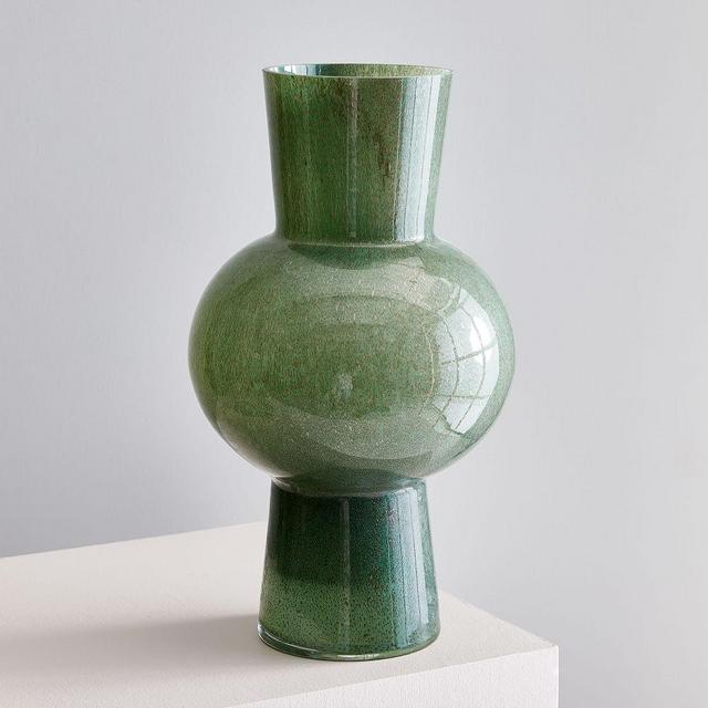 Jade Colored Glass Vases , Large Vase , Green