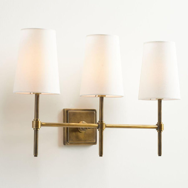Tumbled Brass Pearson Triple Shade Sconce