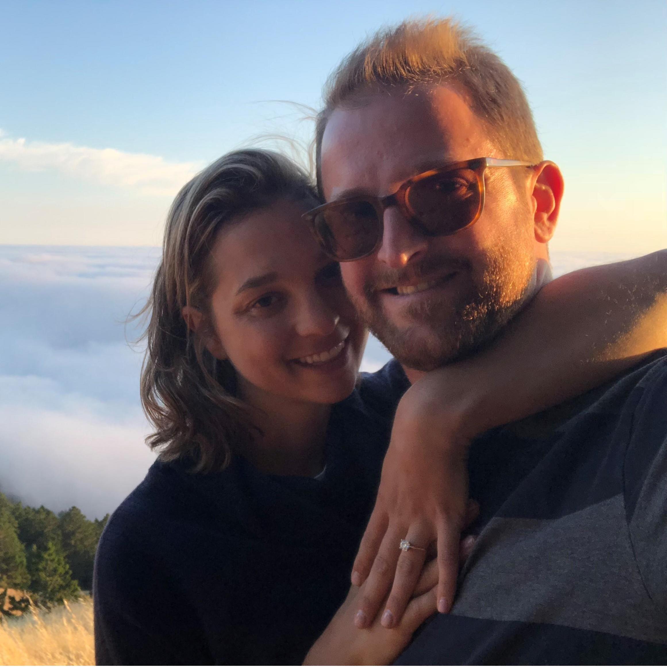 Just engaged at the top of Mount Tam!